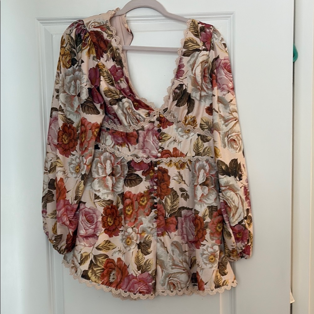Luxxel Multicolor Floral V-Neck Blouse